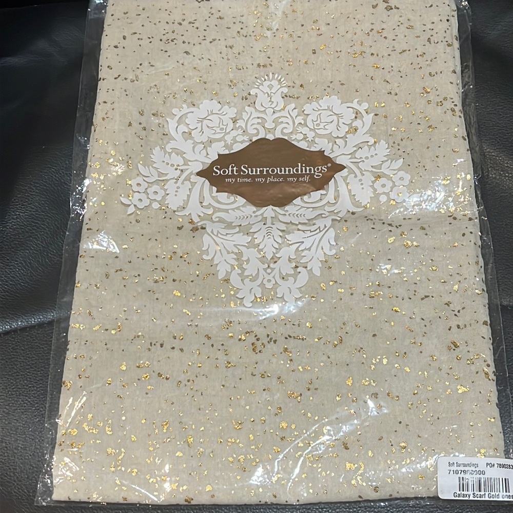 Soft Surroundings Galaxy Scarf Cream and Gold Brand New with Tags
